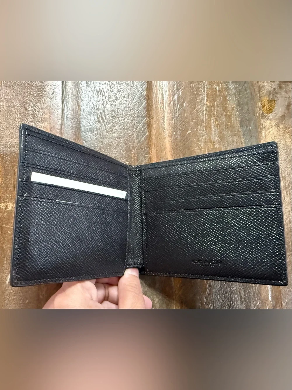 Coach Black Crossgrain Men’s Leather Bifold Wallet NWOT